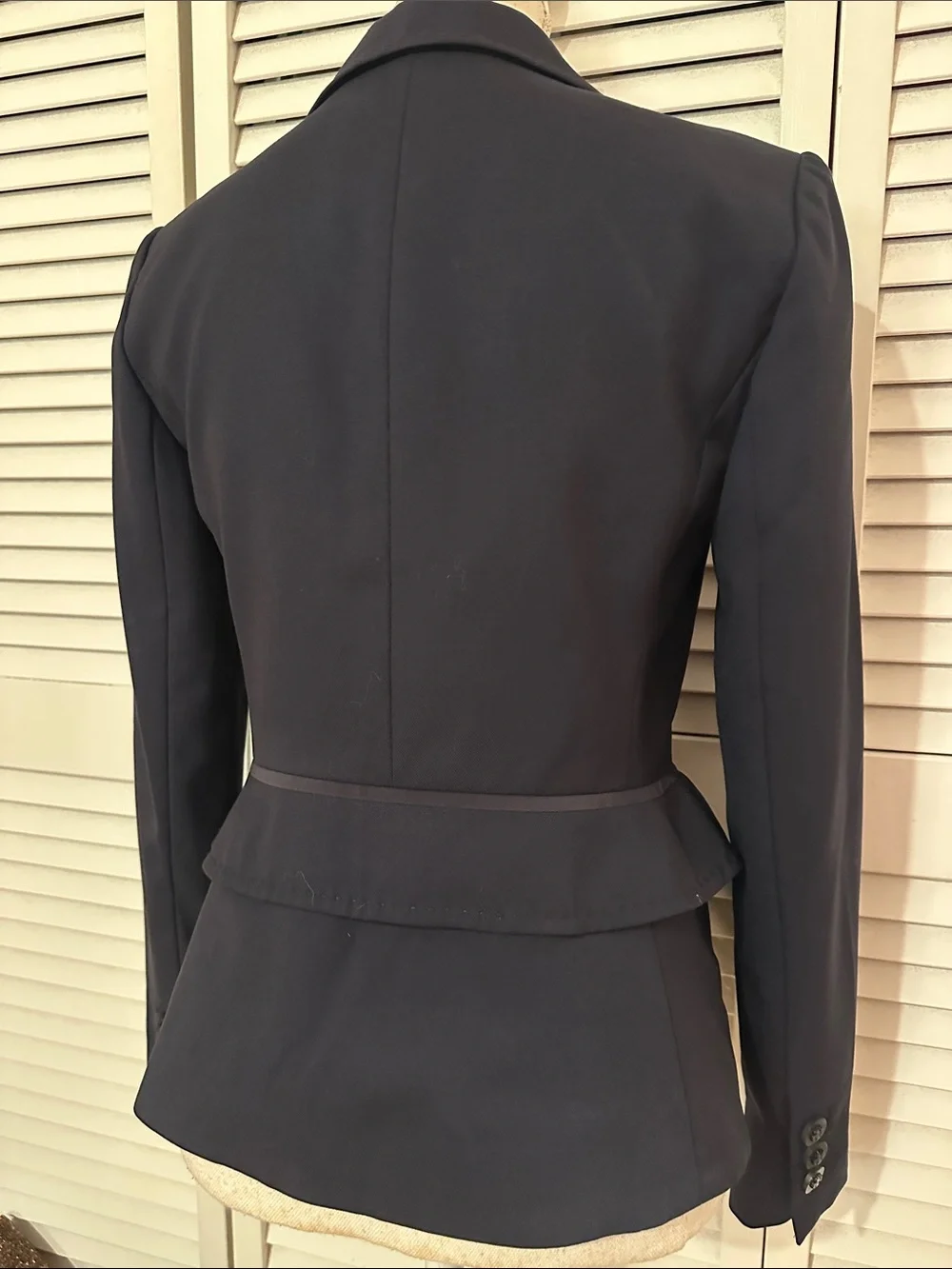 Tory Burch Wool Navy Peplum Single Button Jacket Blazer ! Size 2